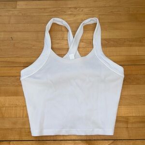 Athleta White Ribbed Racerback Tank Top
